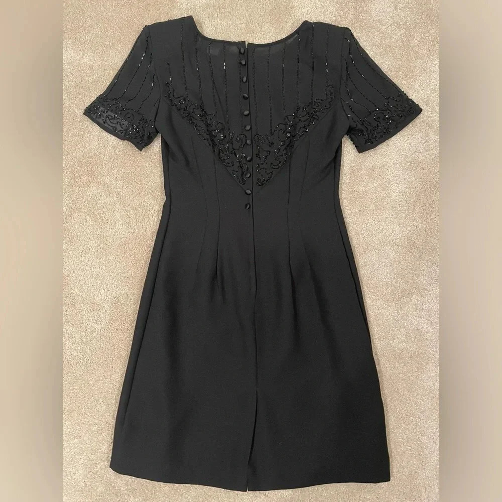 Vintage Black Beaded Dress - Picture 4 of 9